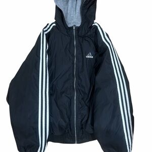 90s Adidas Black puffer coat reversible